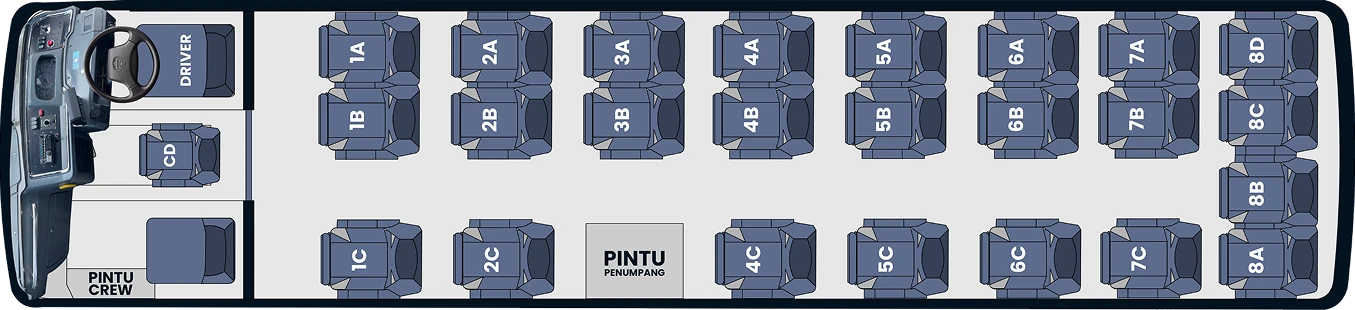 Denah Kursi Medium Bus 24 Seat