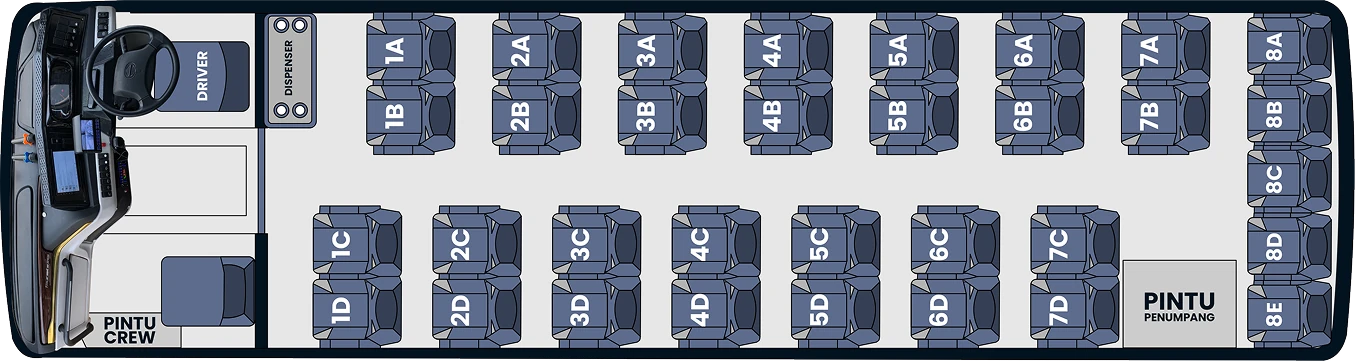 Denah Kursi Medium Bus 33 Seat